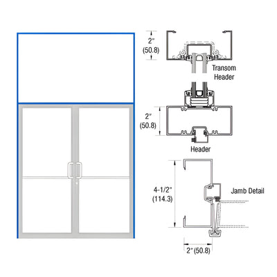 CRL-U.S. Aluminum Custom Size and Custom KYNAR® Paint Series 451 Open Back Gear Hinge Transom Frame Complete (2FT)