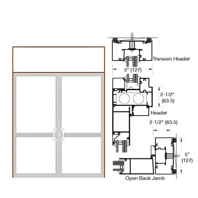 CRL-U.S. Aluminum Dark Bronze/Black Anodized Class 1 IG600 Series Custom Transom Door Frame for Butt Hinge, CVR Panic, and Overhead Concealed Closer