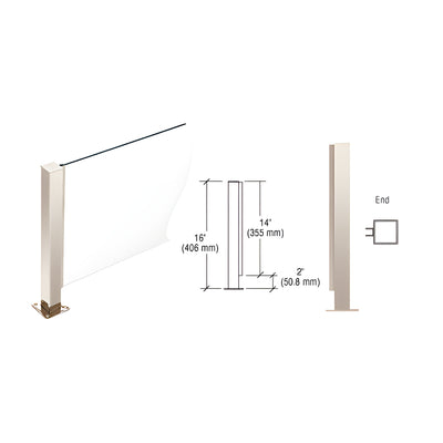 CRL Polished Stainless 16" High 1-1/2" Square PP41 Plaza Series Counter/Partition End Post With Air Space