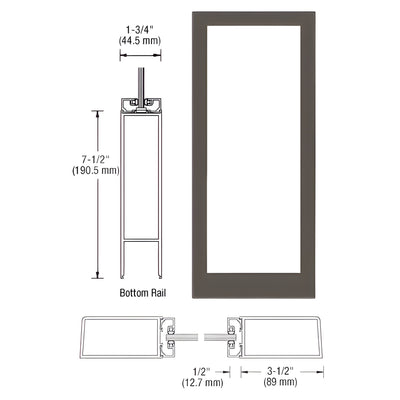 CRL-U.S. Aluminum Class L Bronze Black Anodized Custom Single Blank Series 400 Medium Stile Offset Hung Entrance Door - No Prep