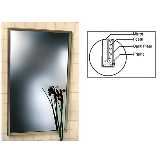 CRL Stainless Steel 24-3/4" x 36-3/4" Anti-Theft Framed Mirror