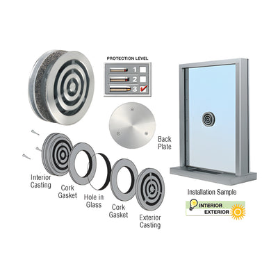 CRL Brushed Stainless Steel 6" Round Level 3 Bullet Resistant Speak-Thru