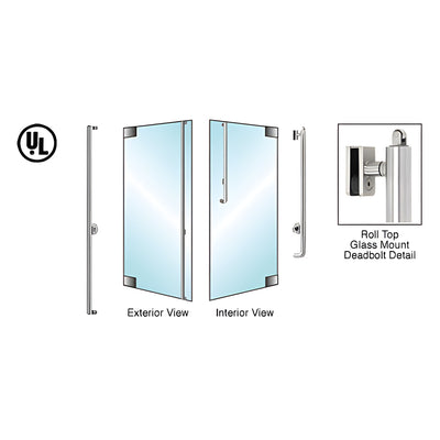 CRL-Blumcraft® Brushed Stainless Left Hand Reverse Roll Top Glass Mount Cylinder/Thumbturn "F" Exterior Top Securing Deadbolt Handle