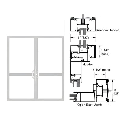 CRL-U.S. Aluminum IG600 Series White KYNAR® Paint Custom Transom Butt Hinge Two Door Frames