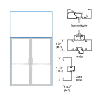 CRL-U.S. Aluminum Custom Sized and Custom KYNAR® Paint Series 450 Open Back Offset Pivot Transom Frame Complete (2FT)