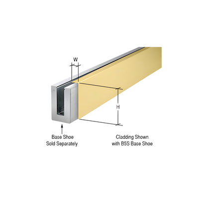 CRL Satin Brass 120" Cladding for B5S Series Standard Square Aluminum Base Shoe