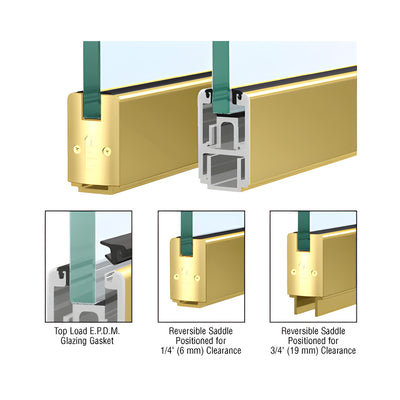 CRL Custom Length Satin Brass 2-5/16" Low Profile Sidelite Rail With Saddle