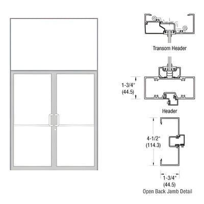 CRL-U.S. Aluminum Custom Sized Clear Anodized Series 450 Open Back Gear Hinge Transom Frame Complete (2FT)