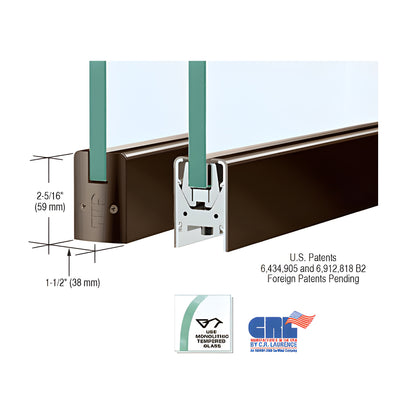 Black Bronze Anodized Low Profile Square DRS Door Patch Rail Without Lock for 3/8" Glass - 8" Length