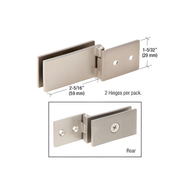 CRL Brushed Nickel Light Duty Frameless Cabinet Door Hinge - Square Corner Style