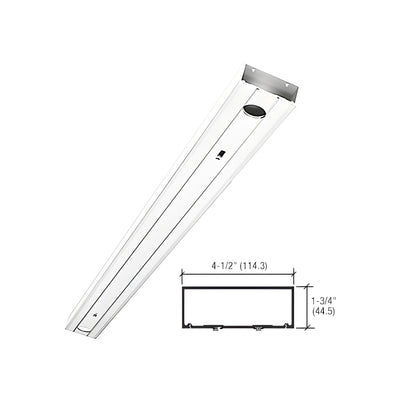 CRL-U.S. Aluminum White Kynar® Paint 1-3/4" x 4-1/2" 450 Series Header Prepped for Center Hung Overhead Concealed Closers