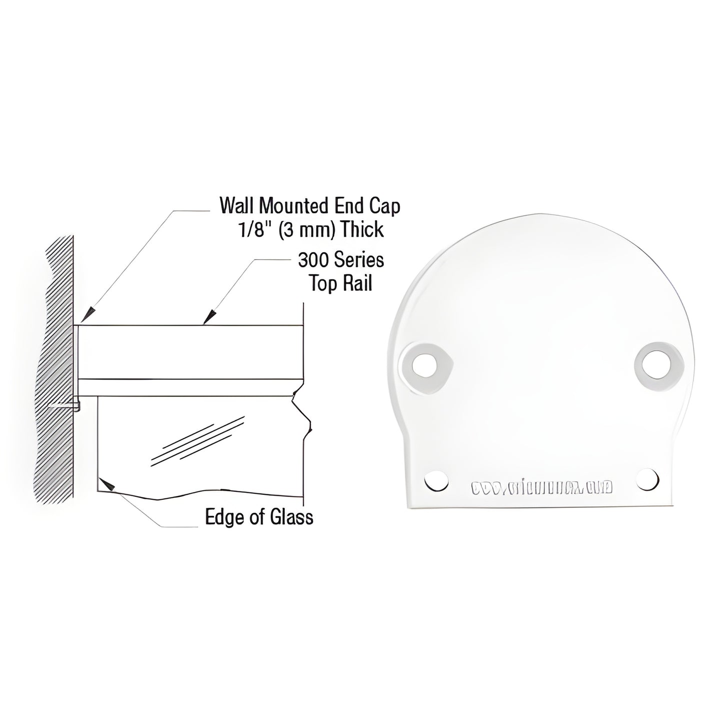 CRL Sky White 300 Series Wall-Mount End Cap for Glass Rail