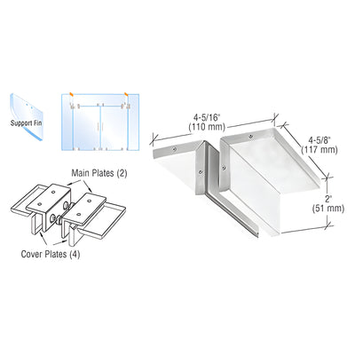 CRL Satin Anodized Ceiling Mounted Support Fin Bracket Patch Fitting