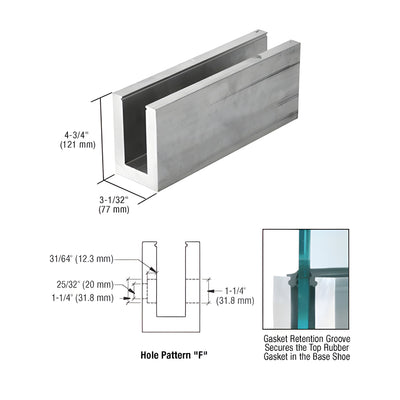 CRL L68S Series Mill Aluminum 118-1/8" Square Base Shoe Drilled for 11/16" Glass
