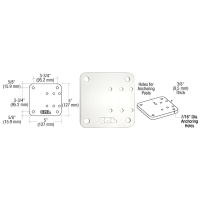 CRL Sky White 5" x 5" Offset Base Plate