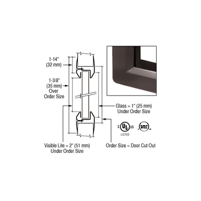 CRL 12" x 12" Slimline Series Door Vision Lites