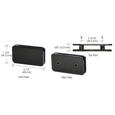 CRL Matte Black 180 Degree Traditional Style Double Stud Glass Clamp