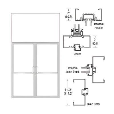 CRL-U.S. Aluminum Custom Size White KYNAR® Paint Series 451 Open Back Butt Hinge Transom Frame Complete (2FT)