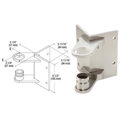 CRL 316 Brushed Stainless 1-1/2" CRS Outside Corner Fascia Mount Bracket
