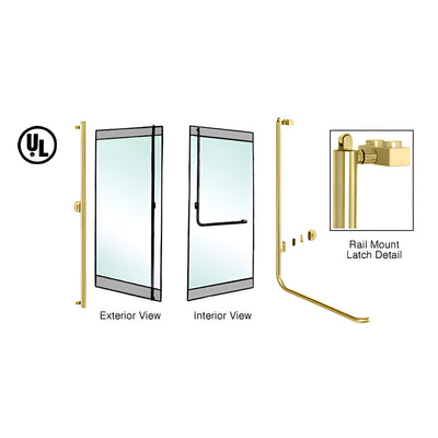 CRL-Blumcraft® Polished Brass Left Hand Reverse Rail Mount Keyed Access "F" Exterior, Top Securing Panic Handle
