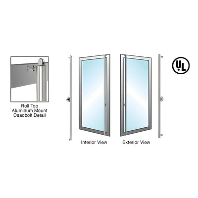 CRL-Blumcraft® Brushed Stainless Right Hand Reverse Roll Top Aluminum Door Mount Cylinder/Thumb "F" Exterior Top Securing Deadbolt Handle