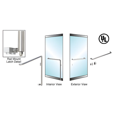 CRL-Blumcraft® Brushed Stainless Right Hand Reverse Low Profile Mount Keyed Access "A" Exterior Bottom Securing Panic Handle