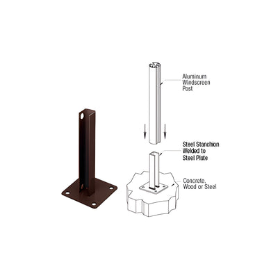 CRL Matte Bronze AWS Steel Stanchion for 180 Degree Round or Rectangular Center or End Posts