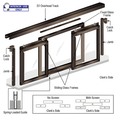 CRL Horizontal Sliding Fawn Model Pass-Thru Assembly with D7 Header & No Screens