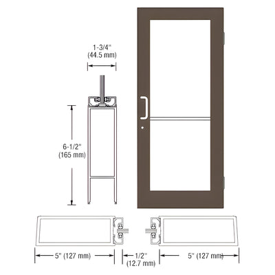 CRL-U.S. Aluminum Bronze Black Anodized 550 Series Wide Stile (RHR) HRSO Single 3'0 x 7'0 Offset Hung with Butt Hinges for Surf Mount Closer Complete Door Std. MS Lock & Bottom Rail