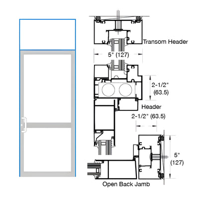 CRL-U.S. Aluminum IG600 Series Custom KYNAR® Paint Custom Transom Door Frame for Geared Hinged, CVR Panic Strike, and Overhead Concealed Closer