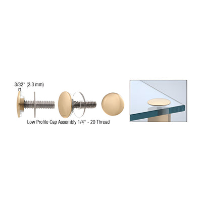 CRL Brass Low Profile Cap Assembly for 3/4" Standoff Bases