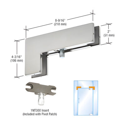 DORMAKABA® Polished Stainless Steel Sidelite Mounted Transom Patch Fitting with Pivot