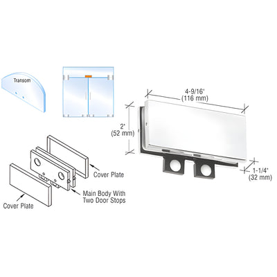 CRL Polished Stainless Transom Mounted Connector with Two Reversible Door Stops