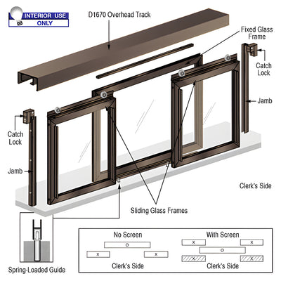 CRL Horizontal Sliding Fawn Model Pass-Thru Assembly with D1670 Header / No Screens
