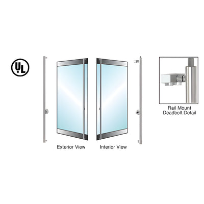 CRL-Blumcraft® Brushed Stainless Left Hand Reverse Rail Mount Cylinder/Thumbturn 'F' Top Secured Deadbolt Exterior Handle for 3/4" Glass