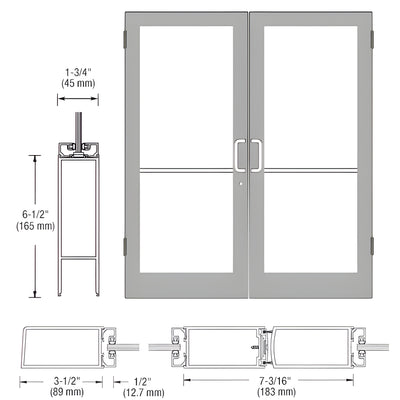 CRL-U.S. Aluminum Clear Anodized Pair 96" x 84" Series 400 Medium Stile Right Side Latch Butt Hinged Showroom Doors for Surface Mount Door Closers