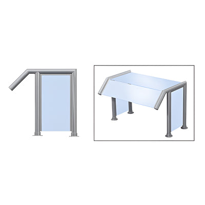 CRL Brushed Stainless Elegant 119 Series 1-1/2" Tubing Glass On Slant, Top, and One End or Both Ends Sneeze Guard