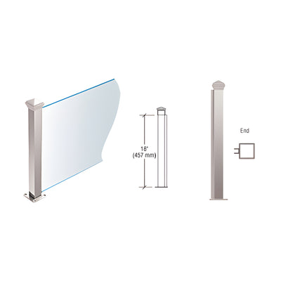 CRL Polished Stainless 18" High 1-1/2" Square PP44 Plaza Series Counter/Partition End Post