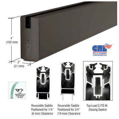 CRL Black Bronze Anodized 4" x 120" Length Square Sidelite Rail