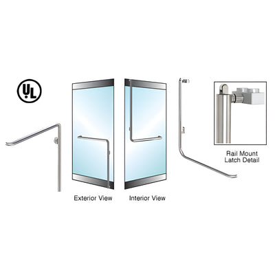 CRL-Blumcraft® Brushed Stainless Left Hand Reverse Rail Mount Keyed Access 'C' Exterior, Top Securing Panic Handle