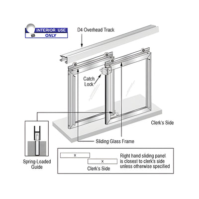 CRL Horizontal Sliding "Daisy" Pass-Thru Assembly With D4 Header/No Jambs