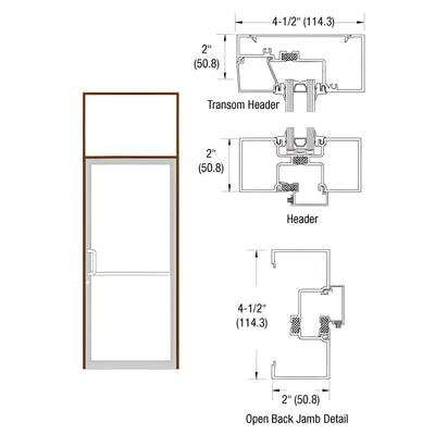 CRL-U.S. Aluminum Dark Bronze/Black Anodized Class 1 Thermally Improved Transom Frame for Single Offset Pivot Door and Surface Door Closer