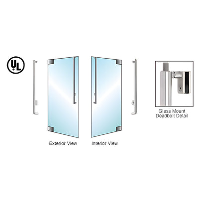 CRL-Blumcraft® Brushed Stainless Left Hand Reverse Glass Mount Keyed Cylinder/Thumbturn "J" Exterior Top Securing Deadbolt Handle