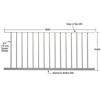 CRL Metallic Silver 200, 300, 350, and 400 Series 72"W x 48"H Picket Panel