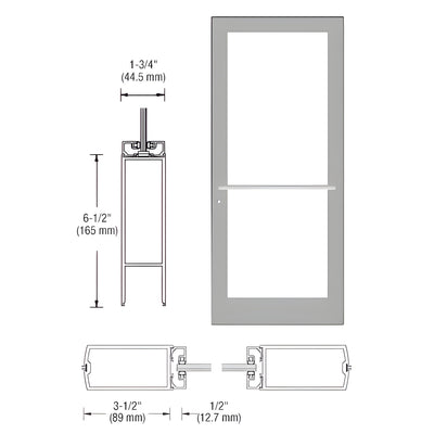 CRL-U.S. Aluminum Clear Anodized Custom Single Series 400 Medium Stile Center Pivot Entrance Door for Overhead Concealed Door Closer