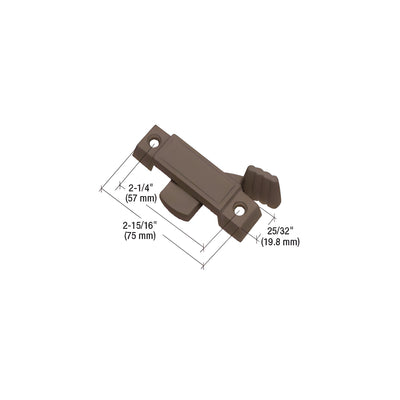 CRL Bronze Sliding Window Lock with 2-1/4" Screw Holes and 3/8" Latch Projection