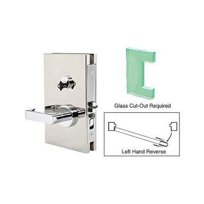 CRL Polished Stainless 6" x 10" LHR Center Lock With Deadlatch in Office Function