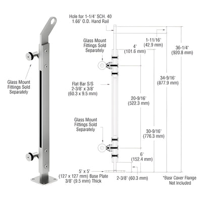 CRL Brushed Stainless Custom P2 Series Right Hand End Post Railing Kit