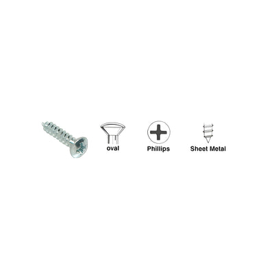 CRL Zinc Finish 8 x 2" No. 6 Oval Head Phillips Tapping Sheet Metal Screws