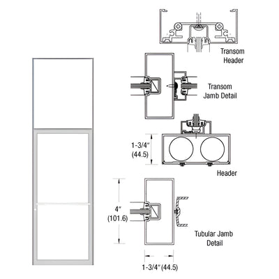 CRL-U.S. Aluminum Clear Anodized 39-1/2" x 126" 400 Series Transom Single Door Frame for Center Hung OHCC